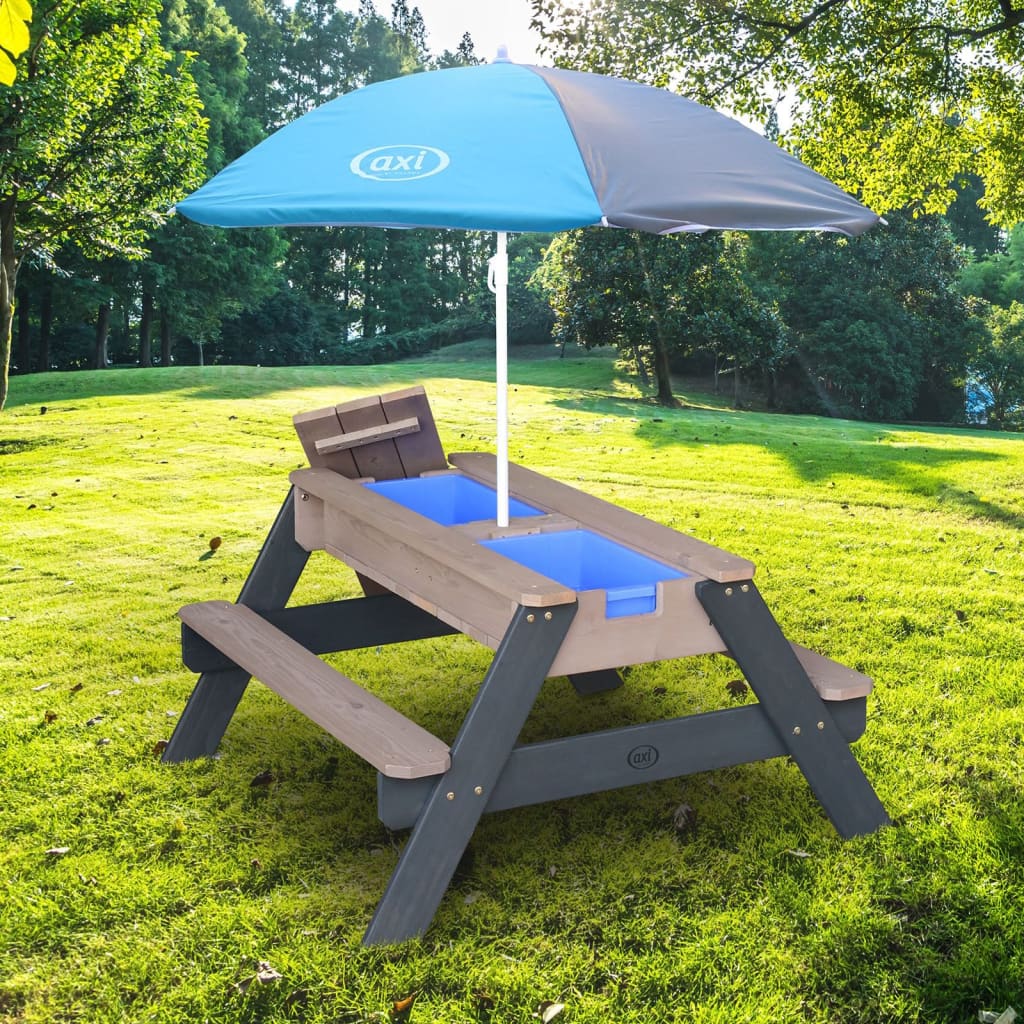 Sand and Water Picnic Table Nick with Umbrella Anthracite and Grey-AXI-Yes Bebe