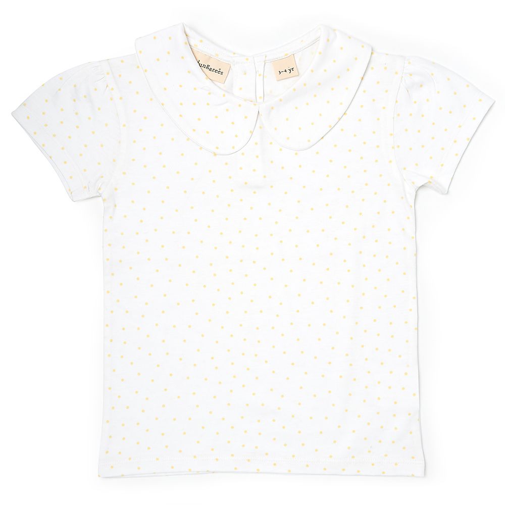 Peter Pan Short Sleeved T-Shirt - Yellow Spot-Tops & Tees-Dotty Dungarees Ltd-Yes Bebe