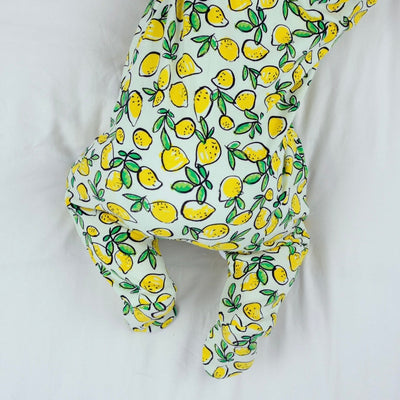 Sicilian Lemon Print Cotton Sleepsuit-Sleepsuit-Fred & Noah-Yes Bebe