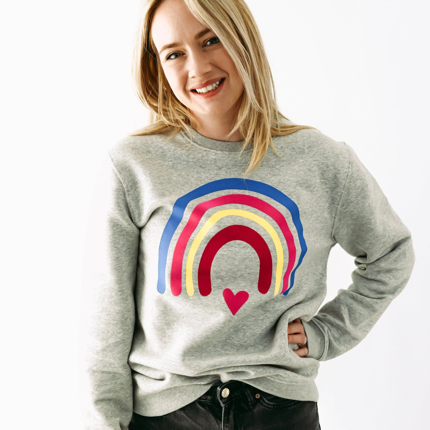 Adult Grey Neon Rainbow Sweater-Sweatshirt-Fredandnoah-Yes Bebe