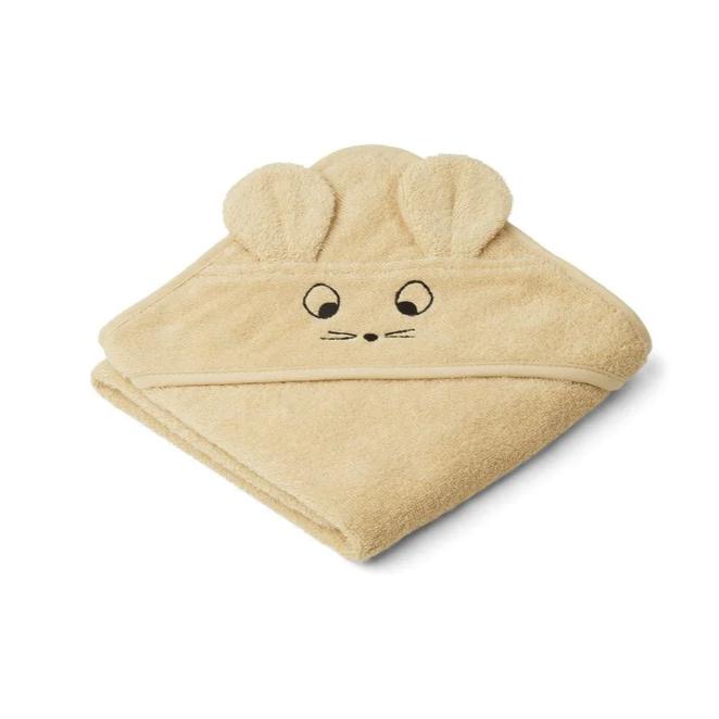 Albert Hooded Towel - Mouse Wheat Yellow-Hooded Towels-Liewood-Yes Bebe