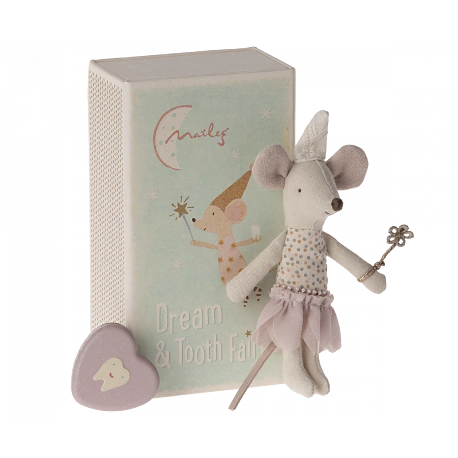 Little Sister Tooth Fairy Mouse in Matchbox-Dollhouse Mice-Maileg-Yes Bebe