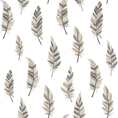 Urban Friends & Coffee Wallpaper Feathers White and Silver-Noordwand-Yes Bebe