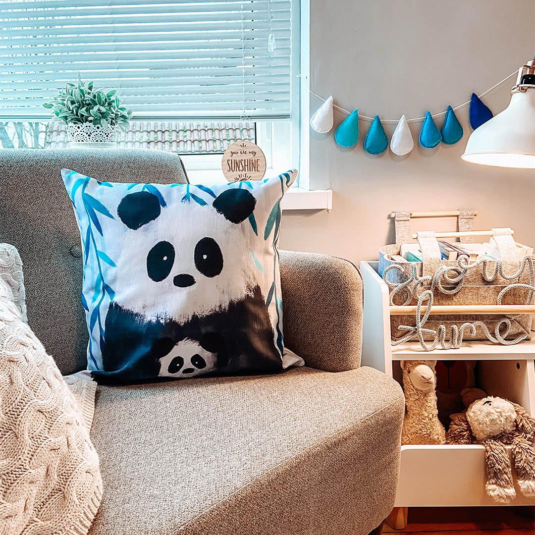 Jungle Panda Nursery Cushion Cover-Cushion Covers-Tigercub Prints-Yes Bebe