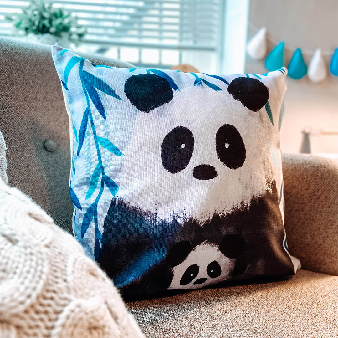 Jungle Panda Nursery Cushion Cover-Cushion Covers-Tigercub Prints-Yes Bebe