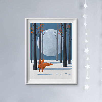 Moon Bunny Scandi Nursery Print-Single Prints-Tigercub Prints-Yes Bebe
