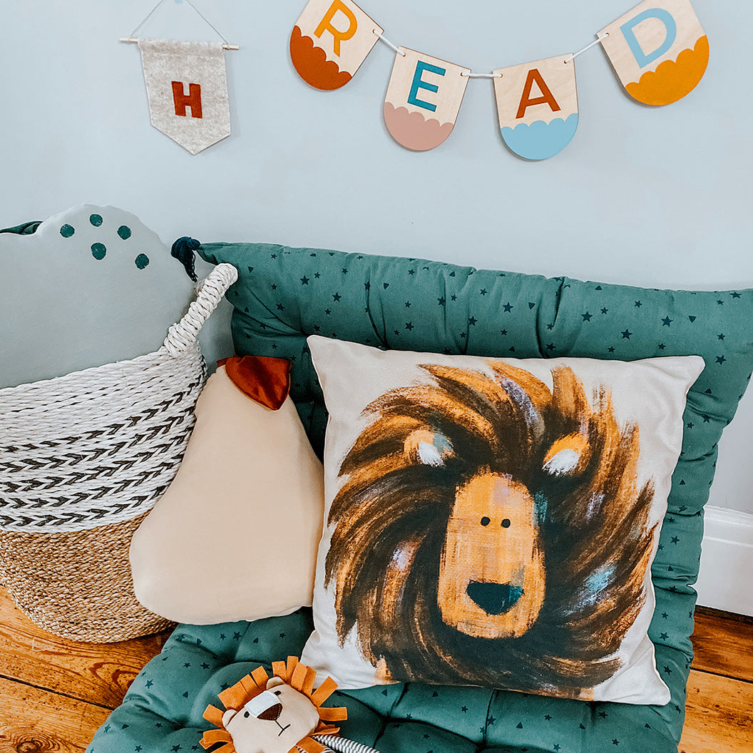 Safari Lion Nursery Cushion Cover-Tigercub Prints-Regular-Yes Bebe