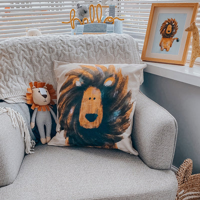 Safari Lion Nursery Cushion Cover-Tigercub Prints-Regular-Yes Bebe
