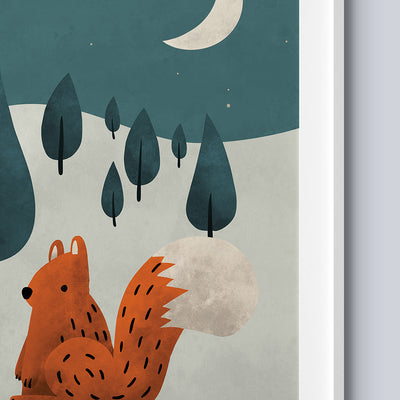 Scandi Squirrel Nursery Print-Wall Prints-Tigercub Prints-Yes Bebe