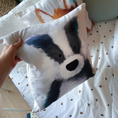 Woodland Badger Nursery Cushion Cover-Cushion Covers-Tigercub Prints-Regular-Yes Bebe