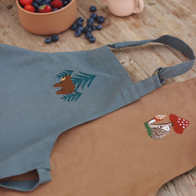 Embroidered Kid's Apron - Forest Bear