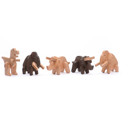 Triceratops Paleo Puzzle and Figure in Black Oak