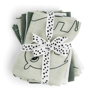 Cloth Wipes GOTS Cotton 5 Pack - Deer Friends - Green-Reusable Wipes-Done By Deer-Yes Bebe