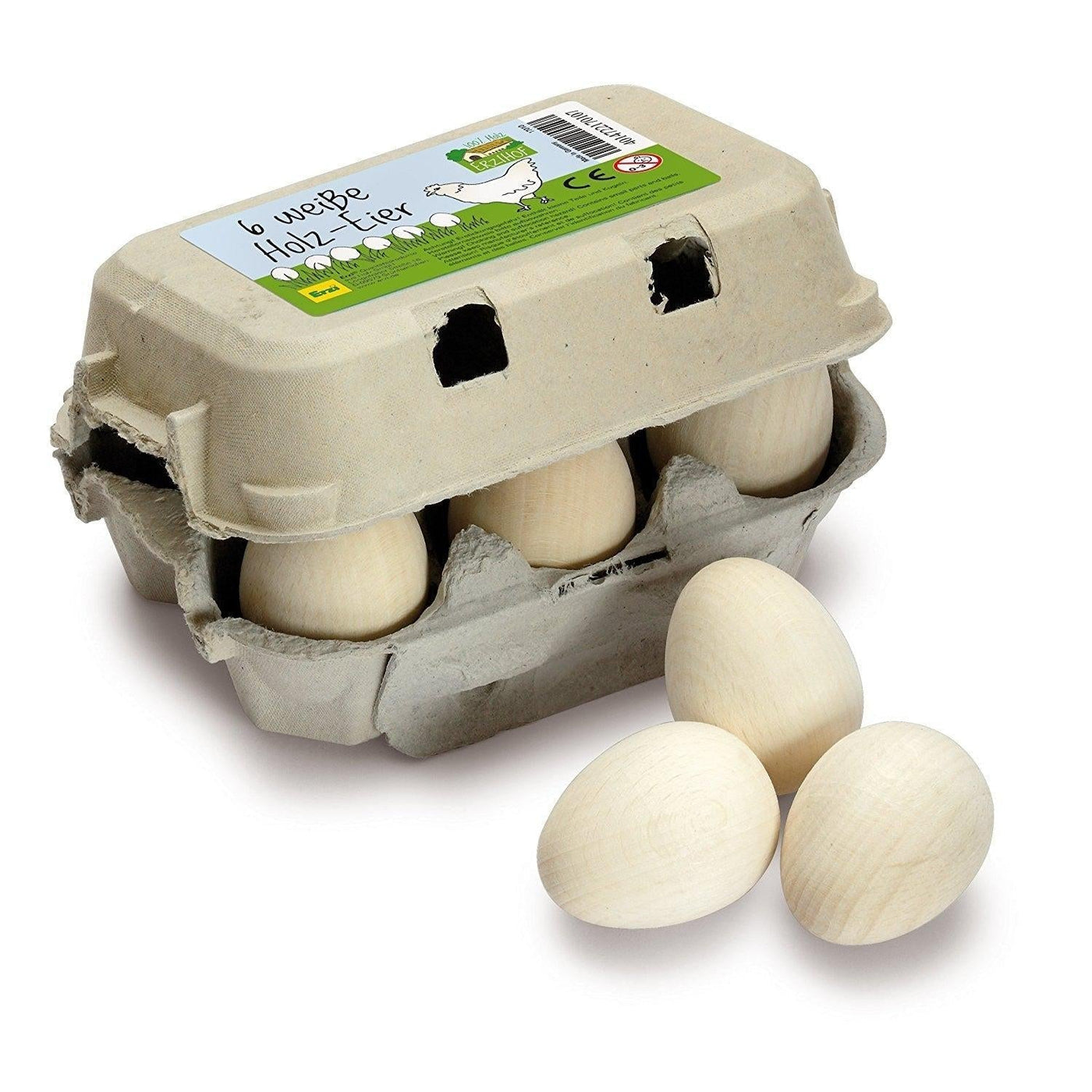 Erzi Sixpack Eggs - White - Wooden Play Food