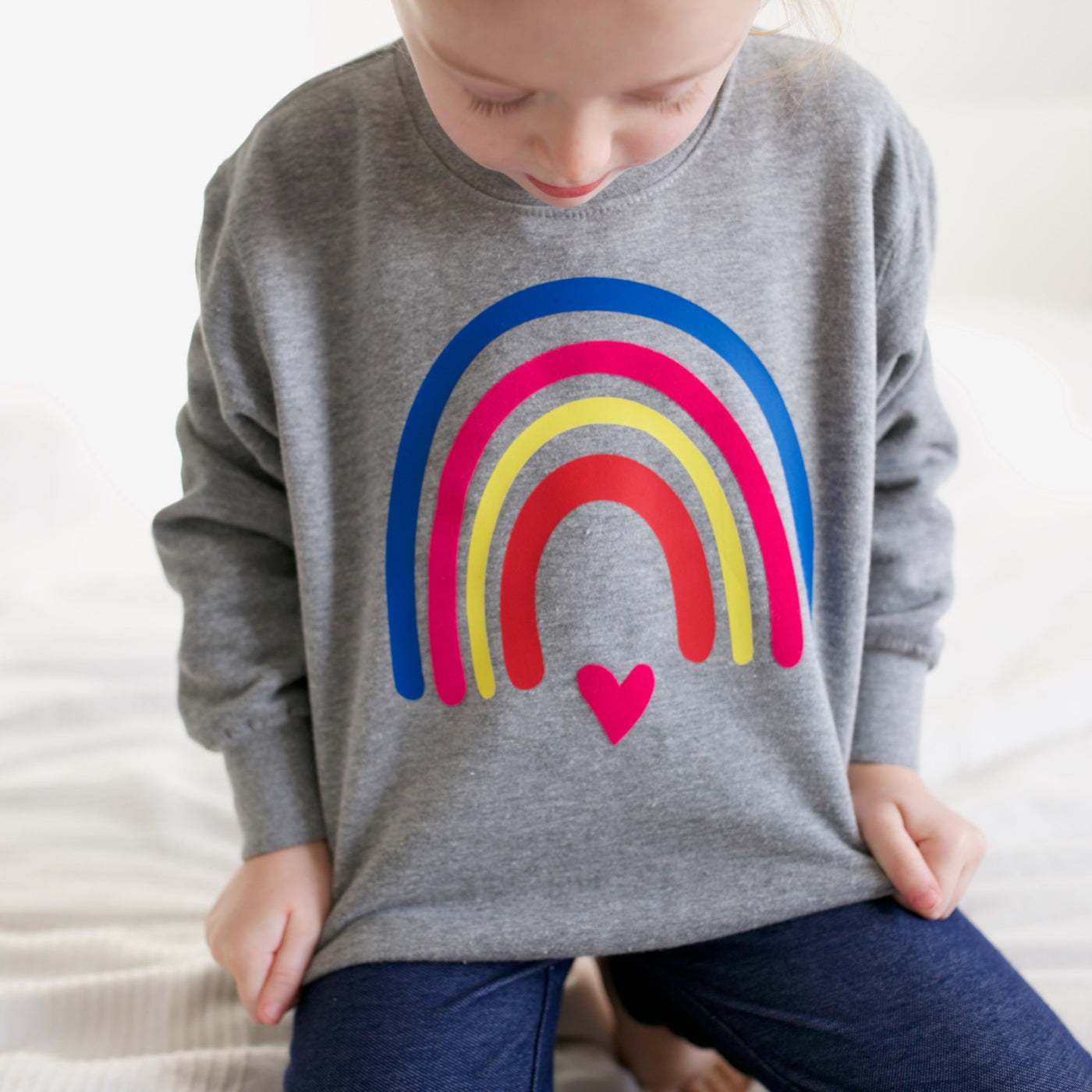 Adult & Child Grey Neon Rainbow Sweater-Jumpers (Child & Adult)-Fred & Noah-Yes Bebe
