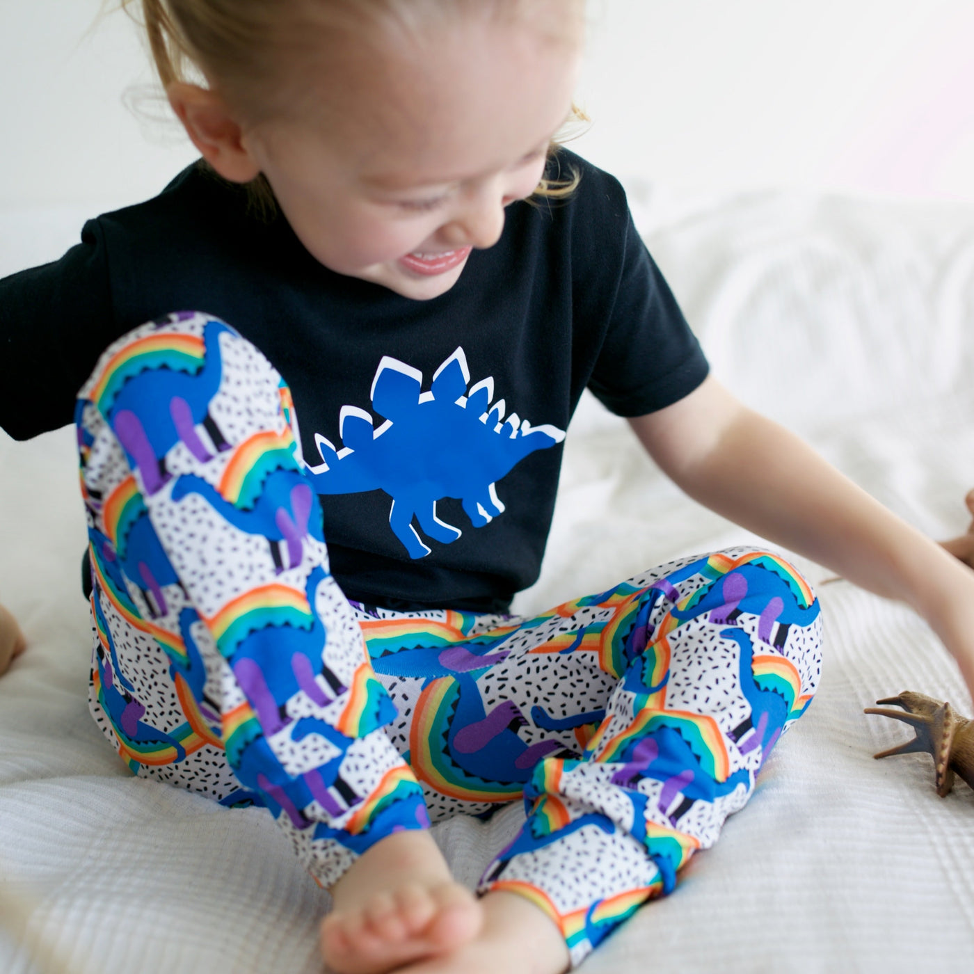 Rainbow Dino Print Baby Leggings 0-6 Years-Fred & Noah-Yes Bebe