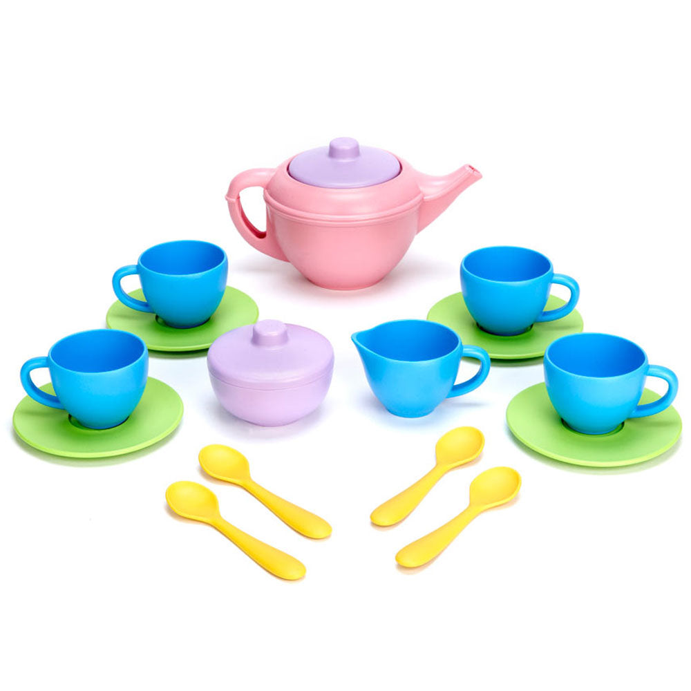 Recycled Plastic Tea Set With Pink Teapot
