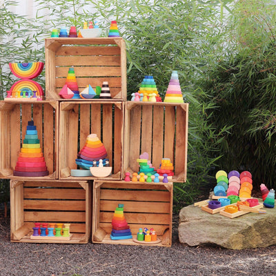 Rainbow Stacking Tower-Grimm's-Yes Bebe