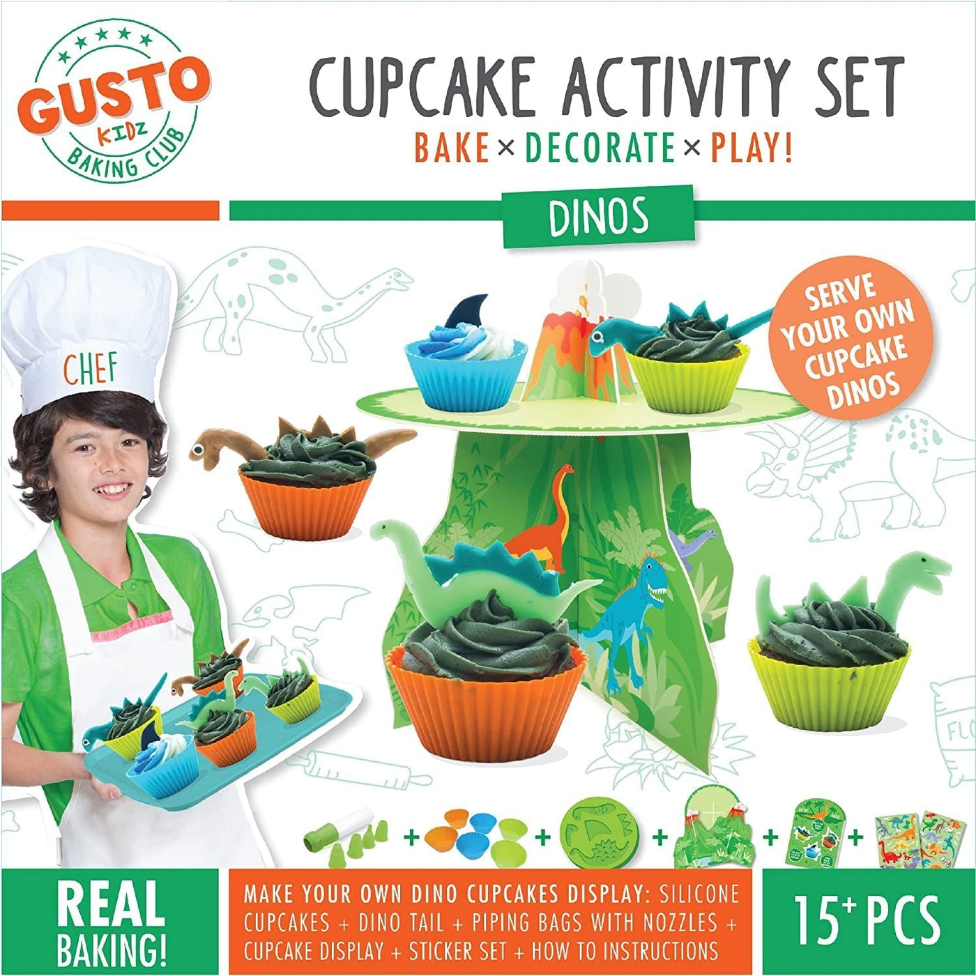 Gusto Dinos Cupcake Activity Set - Kid's Baking Accessories