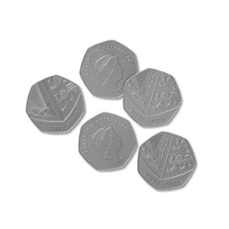 Bag of UK Coins 100 x 50 Pence-Play Money-Learning Resources-Yes Bebe