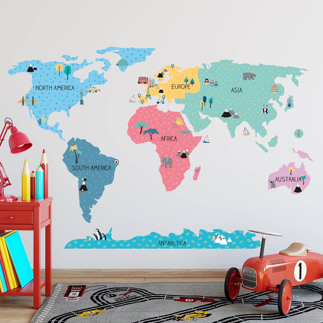 Wall Sticker | World Map Colourful Small