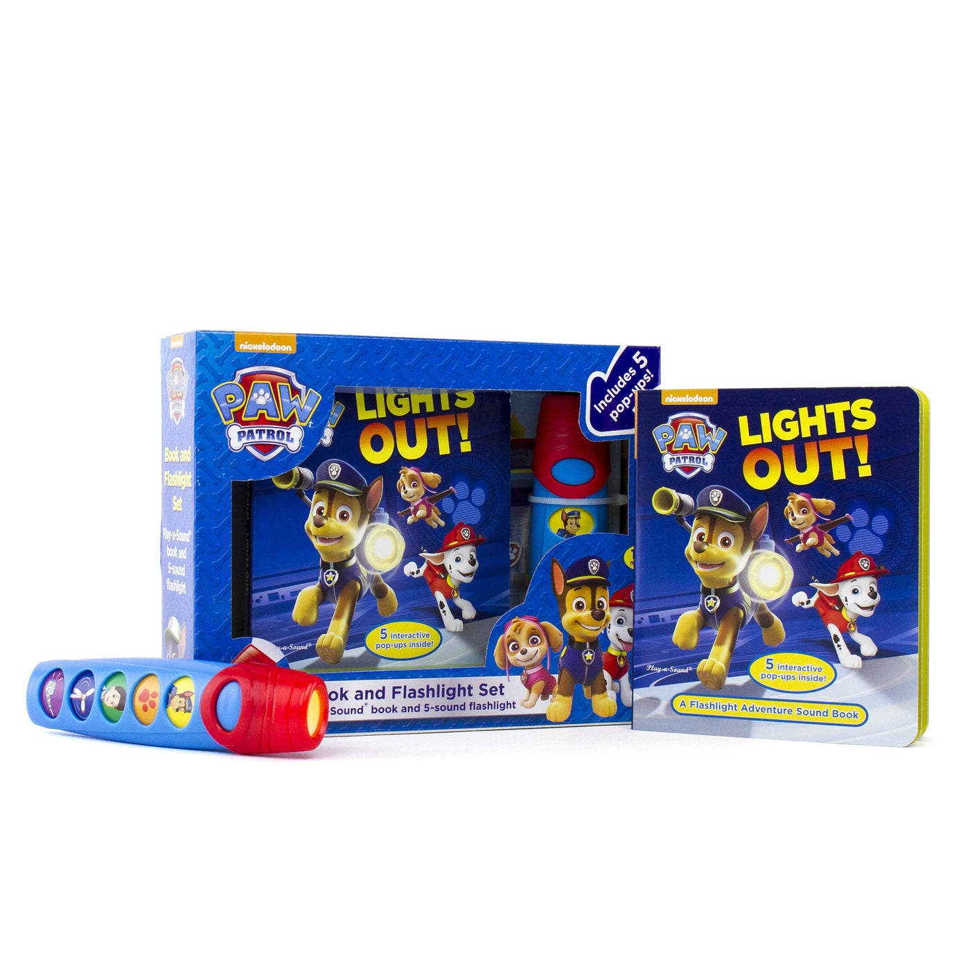 Nickelodeon Paw Patrol Chase, Marshall, Skye And More! - Light The Way! Pop-Up Board Book And Sound Flashlight Toy Set