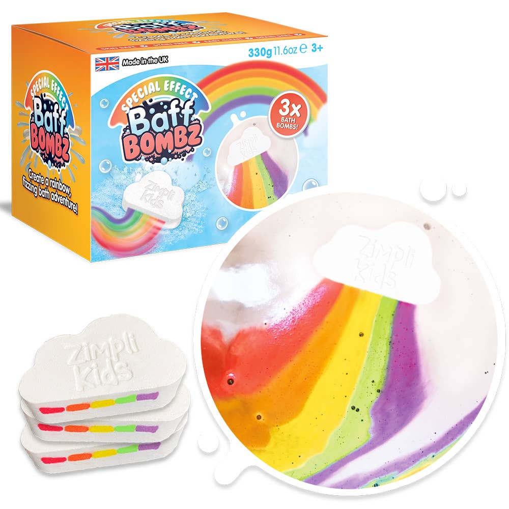 3 x Colourful Special Effect Rainbow Baff Bombz BathBomb Toy