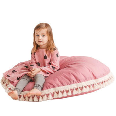 Minicamp Large Floor Cushion With Tassels In Rose-minicamp-Yes Bebe