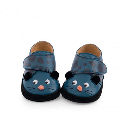 Blue Panther Leather Slippers - Dans La Jungle-Baby Shoes-Moulin Roty-Yes Bebe
