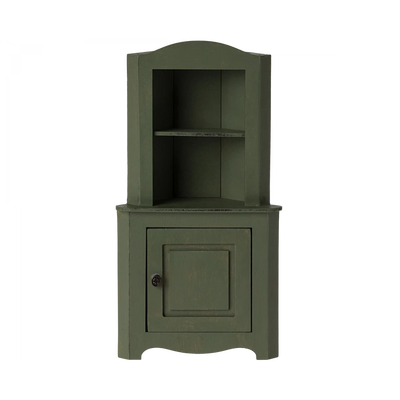 Miniature Dark Green Corner Cabinet