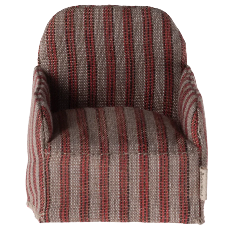 Mouse Chair-Dollhouse Accessories-Maileg-Red Stripe-Yes Bebe