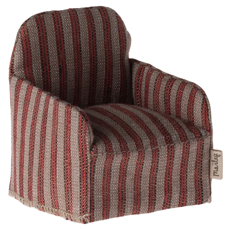 Mouse Chair-Dollhouse Accessories-Maileg-Red Stripe-Yes Bebe