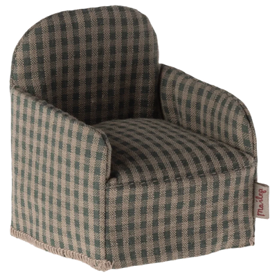 Mouse Chair-Dollhouse Accessories-Maileg-Green Checker-Yes Bebe