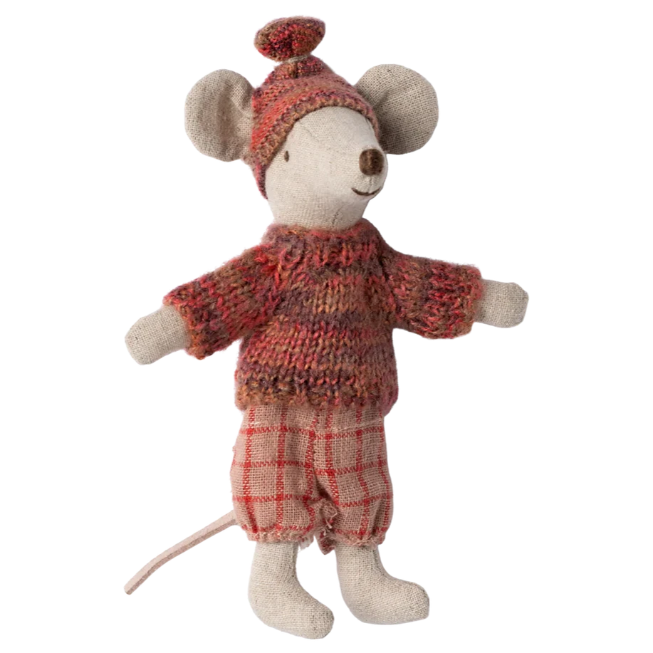 Big Sister Winter Mouse with Ski Set-Dollhouse Mice-Maileg-Yes Bebe