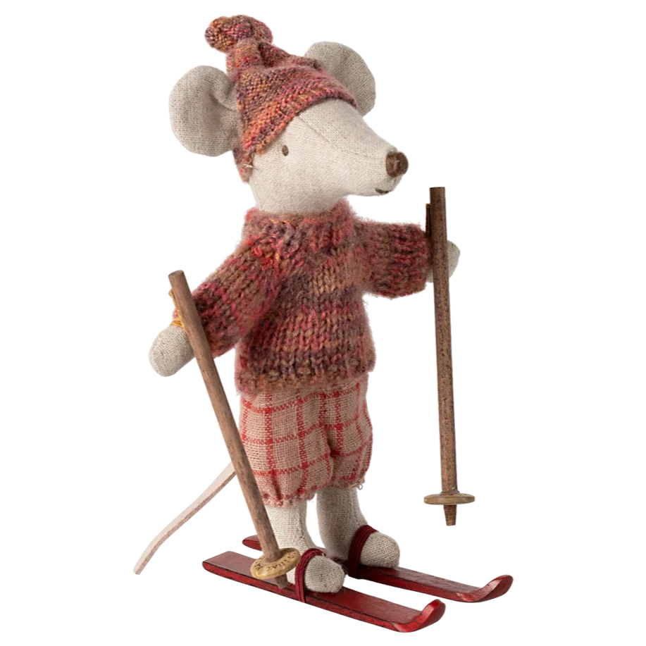 Big Sister Winter Mouse with Ski Set-Dollhouse Mice-Maileg-Yes Bebe