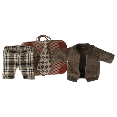 Grandpa Mouse Clothes - Jacket, Pants and Tie in Suitcase