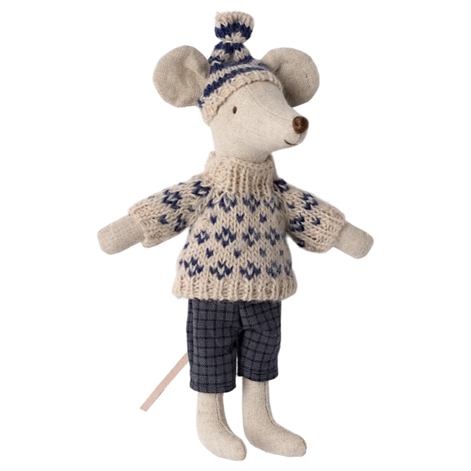 Dad Winter Mouse with Ski Set-Dollhouse Mice-Maileg-Yes Bebe