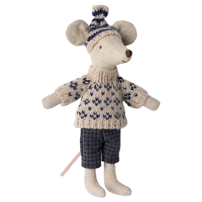 Dad Winter Mouse with Ski Set-Dollhouse Mice-Maileg-Yes Bebe