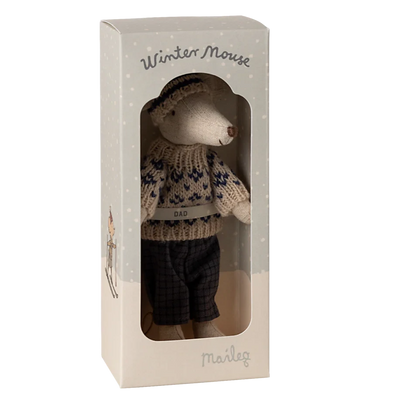 Dad Winter Mouse with Ski Set-Dollhouse Mice-Maileg-Yes Bebe