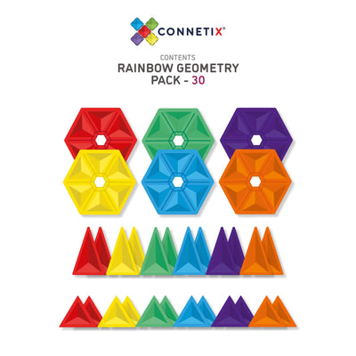 Magnetic Tiles Rainbow Geometry Pack - 30 Pieces