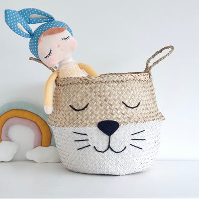 White Bottom Cat Whiskers Basket - Large