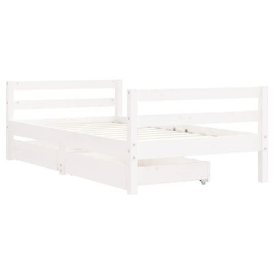 Kids Solid Wood Pine Bed Frame with Drawers
