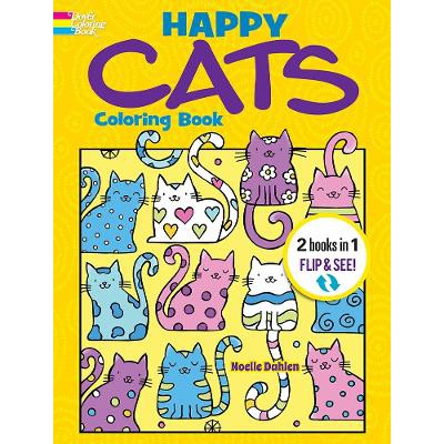 Happy Cats Coloring Book/Happy Cats Color by Number: 2 Books in 1/Flip and See!-Books-Dover Publications Inc.-Yes Bebe