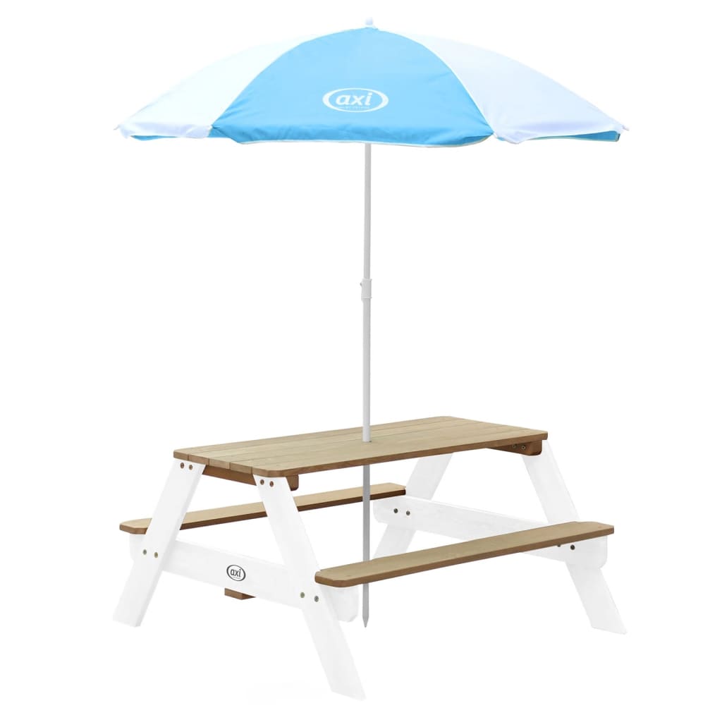 Children Picnic Table Nick with Umbrella Brown and White-AXI-Yes Bebe