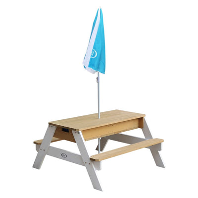 Sand & Water Picnic Table Nick with Umbrella - Brown & White-Sand & Water Tables-AXI-Yes Bebe