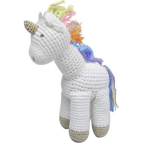 Crochet Rainbow Unicorn Rattle Toy