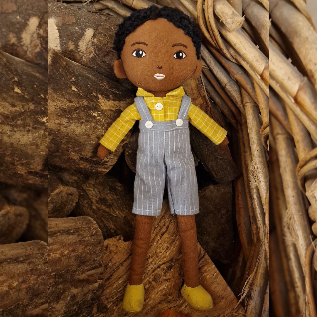 Arie Black Boy Doll | Handmade With Soft Curly Hair