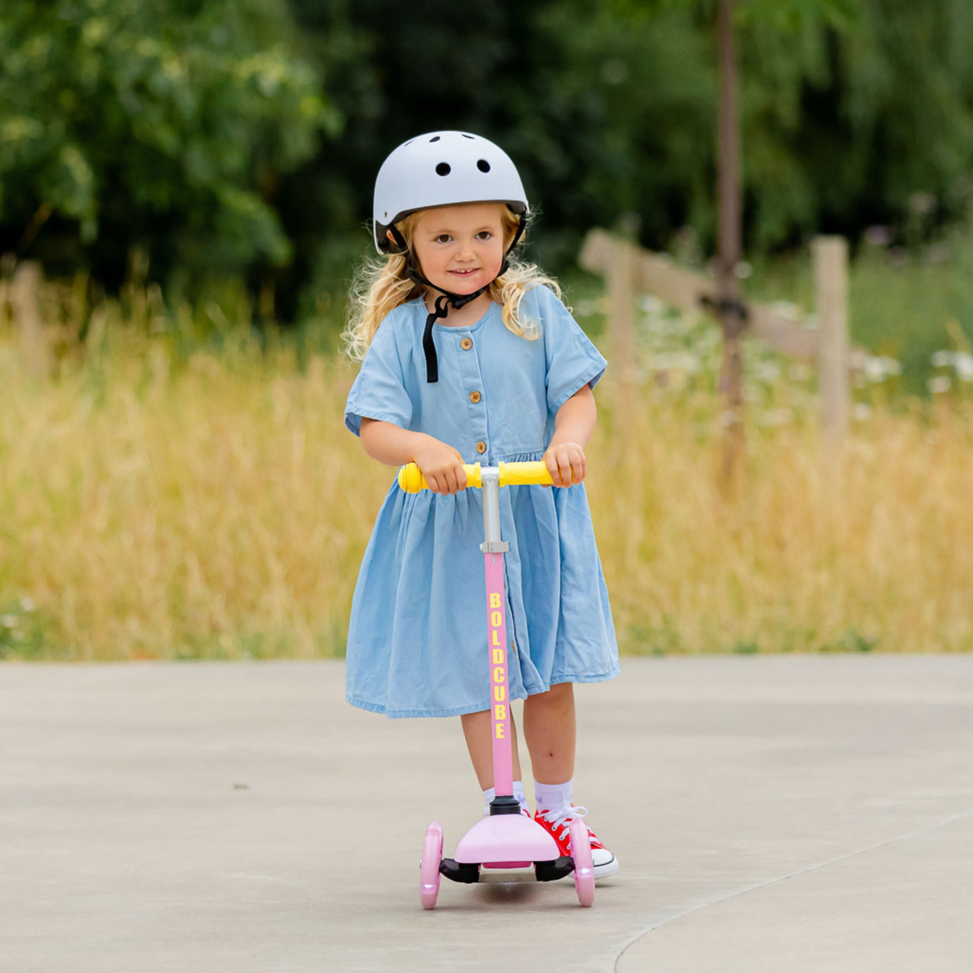 Pink & Yellow - Teeny 3 Wheel Scooter-Scooters-BOLDCUBE Scooters-Yes Bebe