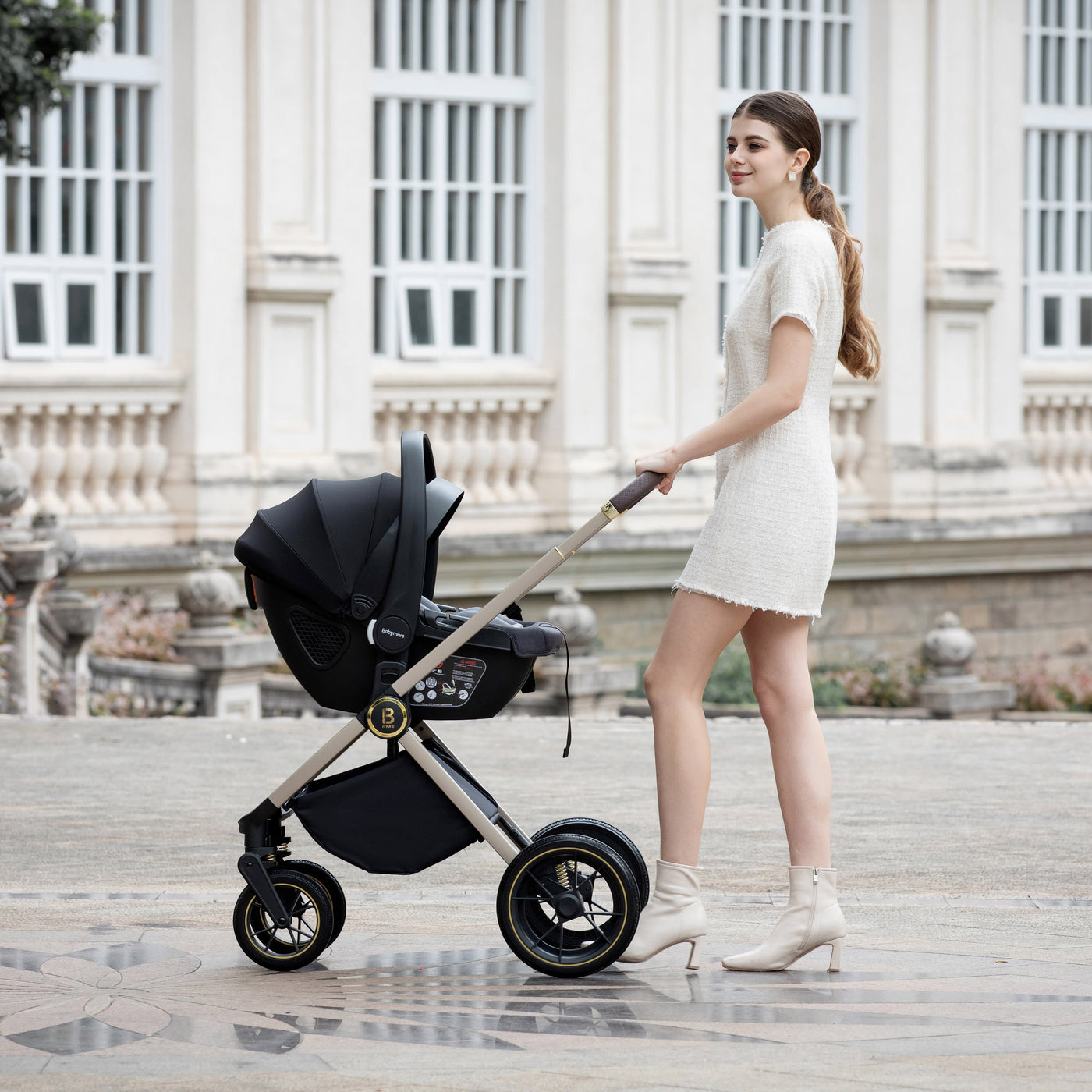 Babymore Kai Travel System Coco with Base-Pushchairs & Prams-Babymore-Sandstone-Yes Bebe