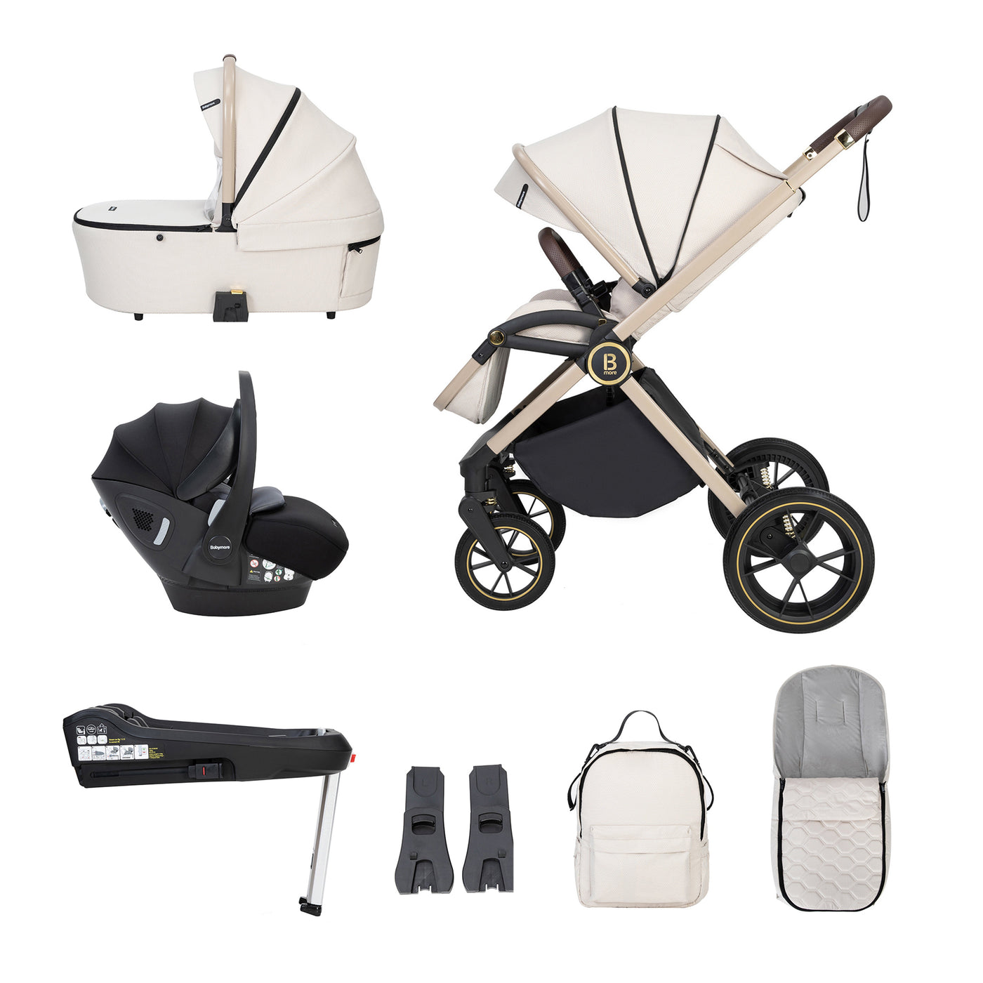 Kai Travel System Pecan with Base-Travel System-Babymore-Sandstone-Yes Bebe